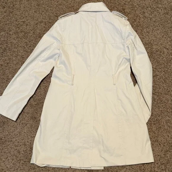 Banana Republic Classic Trench Coat Small Cream White Belted - Picture 14 of 14